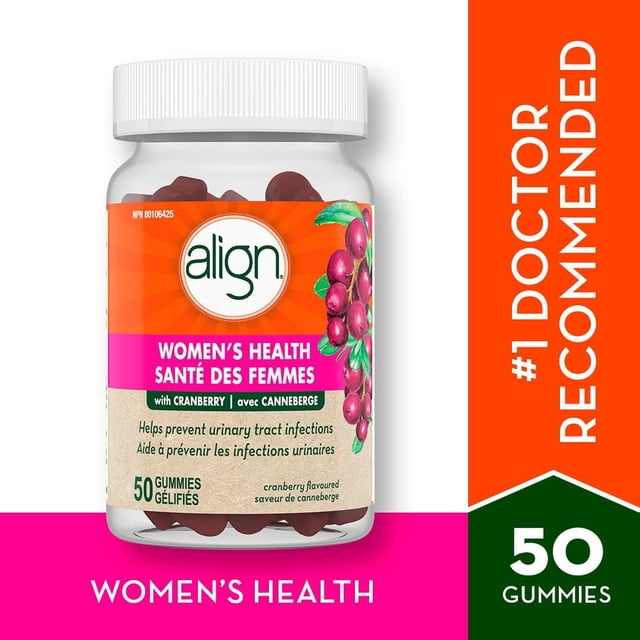 Align Daily Probiotic Supplement for Women’s Health, Cranberry Flavour, 50 Gummies