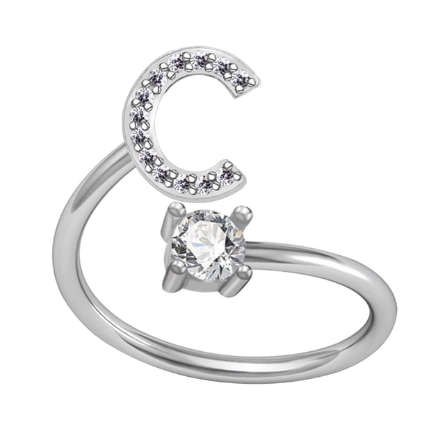 PVCS Bague Mode Exquise 26 Style Alphabet Anglais Lettre Bague en Cuivre