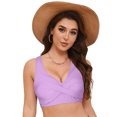 thumbnail image 4 of Huesdet Haut de Bikini pour Femmes Bretelles Spaghetti Réglables Haut de Maillot de Bain Col Rond Rembourré (Violet, P), 4 of 9