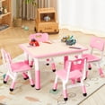 thumbnail image 2 of Bingirl Modern Kids Table and 4 Chair Set,31.5"Adjustable Toddler Table and 4 Chairs Set with Non-Slip Desk Legs & Graffiti Desktop,Preschool Activity Kids Table Set, 2 of 9