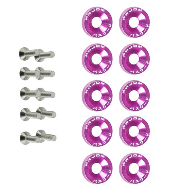 QualitChoice 10 Pieces Car Screws Washers Assortment Set Vehicle Bolts Decorative Washer Kit Automotive Automobile Spare Parts Red Purple