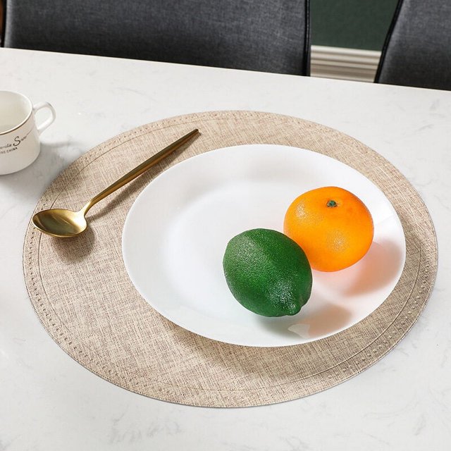 Langgg Simple Imperméable et Résistant à l'Huile Carré imitation Chanvre PU Seal mat coaster