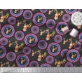 thumbnail image 2 of Soimoi Black polyester Crepe Fabric Circles & Elk Mount Face Print Fabric by Yard 52 Inch Wide, 2 of 3