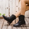 thumbnail image 1 of Cameland Bottes Mi-Mollet Rétro Unies pour Femmes Talons Moyens Bottes à Bout Rond Bottes à Fermeture Éclair Arrière, 1 of 5