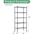 thumbnail image 2 of FDW 5-Tier Wire Storage 22x12x48 Black Shelving Shelves, Adjustable Racks Heavy-Duty Metal Shelf, 2 of 7