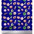 thumbnail image 1 of Soimoi Blue Velvet Fabric Anemone & Leaves Decor Fabric Printed Yard 58 Inch Wide, 1 of 3