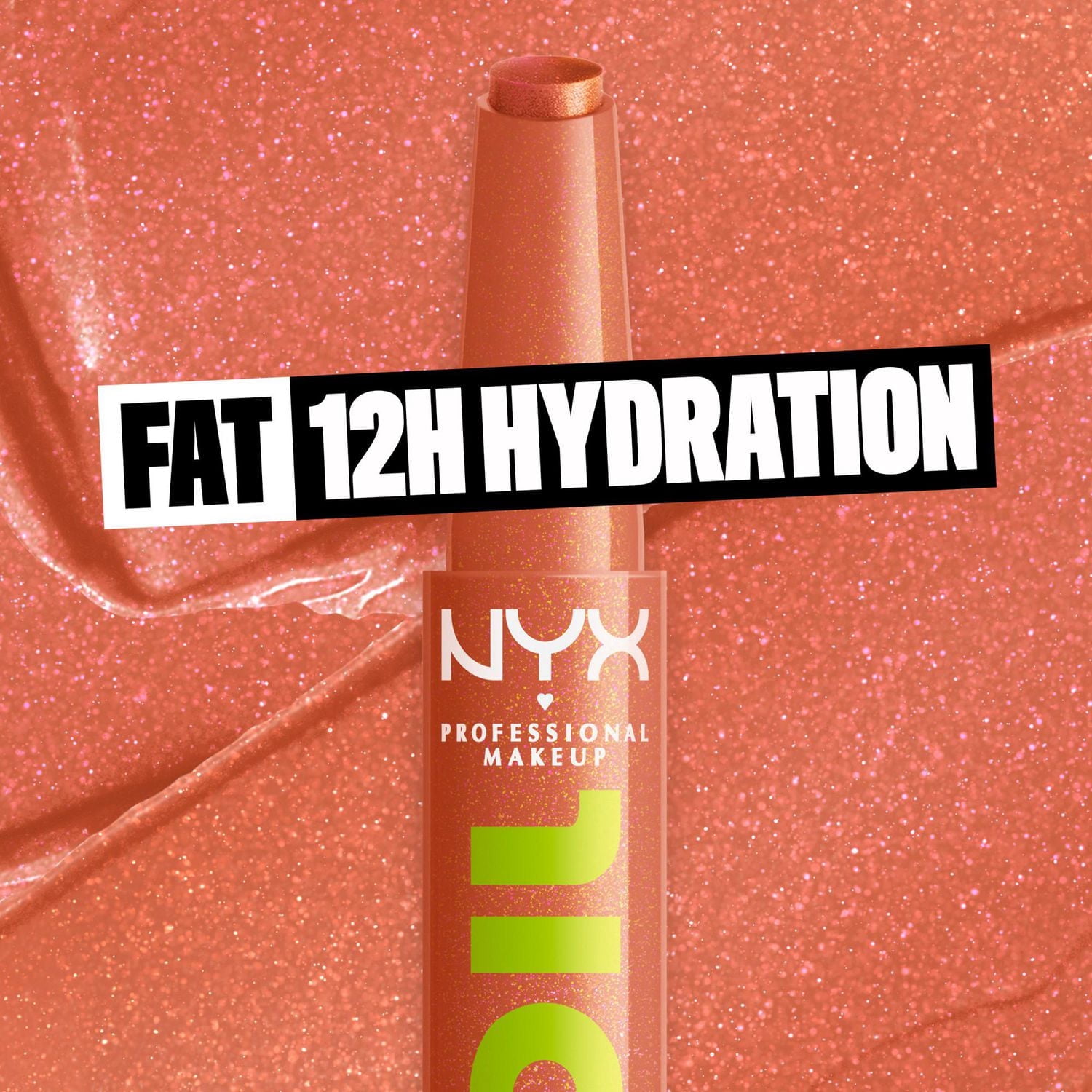 NYX PROFESSIONAL MAKEUP, Baume brillance Fat Oil Slick Click, Baume format bâton, Infusé d'huiles nourissantes, Fini haute brillance - Double Tap (Raspberry Pink)