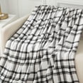 thumbnail image 4 of Mainstays Plush Throw Blanket Black/ White Plaid, 4 of 7