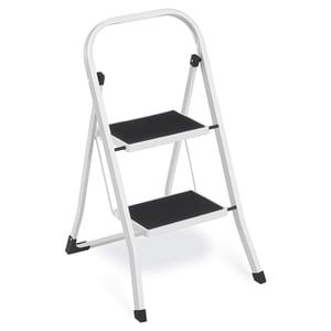 SONGMICS Step Ladder, 2-Step Ladder, Folding Ladder, Safety Lock, Space-Saving Storage, Holds up to 330 lb, Cloud White