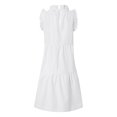 thumbnail image 4 of Robe Gâteau Décontractée à Col Uni à Manches Courtes, Jupe Évasée Plissée, Été, Décontractée, Ample, Taille Élastique, 4 of 5