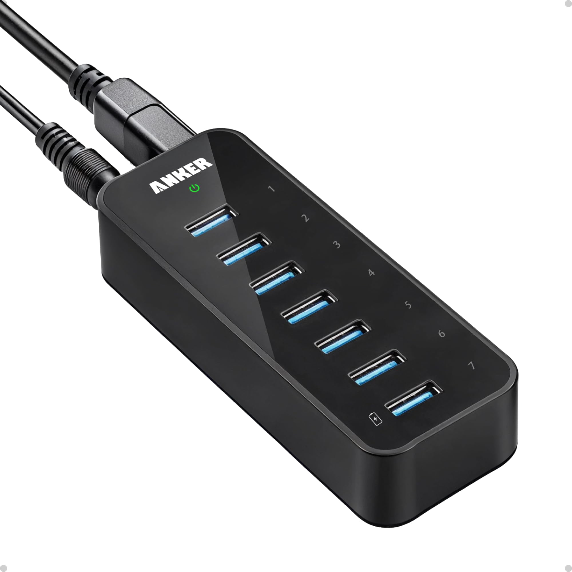Anker Powered USB Hub for Laptop, 7 Ports USB 3.0 Data Hub, with 36W Power Adapter and BC 1.2 Charging Port for iPhone 7/6s Plus, iPad Air 2, Galaxy