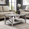 thumbnail image 2 of 3-Piece Rustic Wood and Metal Accent Table Set - Stone Gray, 2 of 5