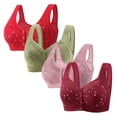 thumbnail image 1 of LOVZFMLL Bras for Women 4pc Woman's Comfortable Lace Breathable Bra Underwear No Rims Red M, 1 of 3