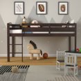 thumbnail image 3 of Costway Twin Low Loft Bunk Junior Bed Bedroom Wooden Guard Rail Ladder Espresso, 3 of 10
