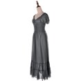 thumbnail image 4 of Robe Maxi pour Femme, Style Renaissance Paysanne, Style Bohème, Manches Cap, Bordure en Dentelle, Gris, Moyen, 4 of 5