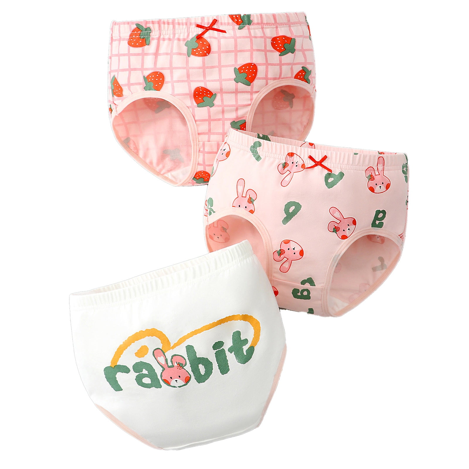 WEIYLL Girls Briefs Summer Cute Cartoon Print Breathable Pants Children Trunks 3Pcs Multipack Kids Underwear