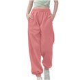 thumbnail image 3 of Girls Linen Pants Pants for Gymnastics Girls Medium And Large Children Casual Girls Solid Color Drawstring Sweatpants, 3 of 6