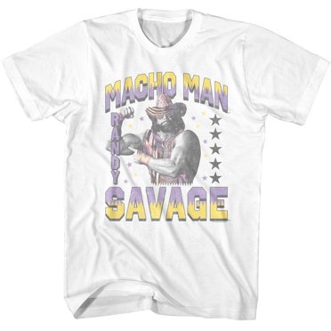 Macho Man Randy et Étoiles T-Shirt Blanc pour Adulte 2TG