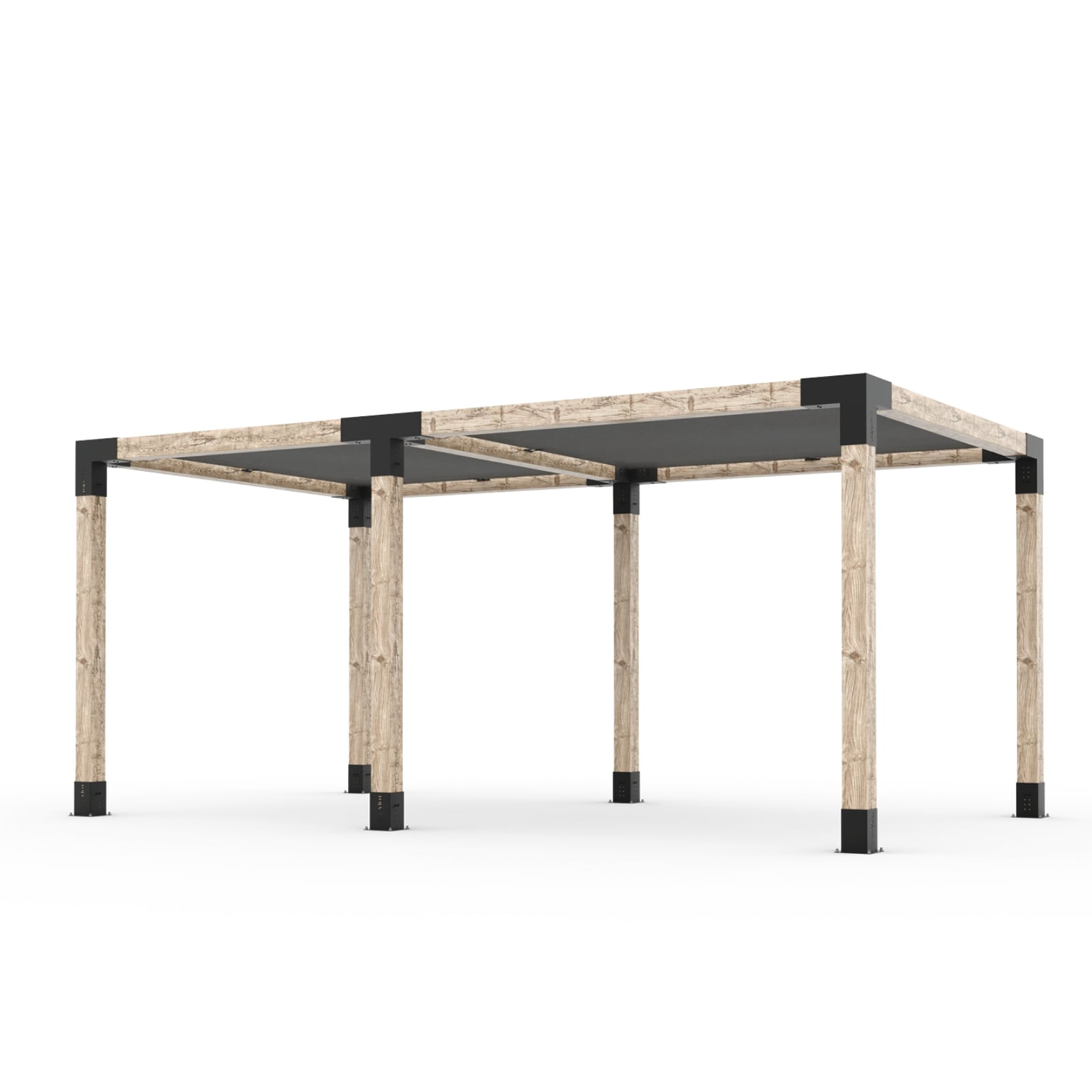 Kit Toja 12' x 22' Double Pergola avec 2 voiles d’ombre pour poteaux en bois 6x6