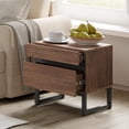 thumbnail image 1 of WAMPAT Modern End Table, 2 Drawers, Small Space Side Table, Wooden Nightstand, Bedside Storage for Living Room, Bedroom, Rustic Brown, 1 of 8