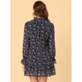 thumbnail image 4 of INSPIRE CHIC Women's Ruffle Tie Neck Casual Loose Shift Floral Dress, 4 of 5