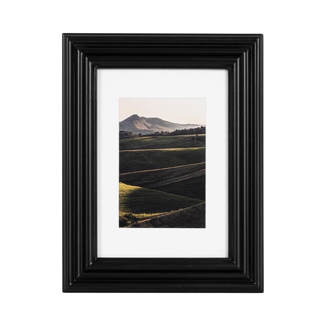 DesignOvation Leno 5" x 7" Matted to 3.5" x 5" Black Picture Frame