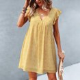 thumbnail image 4 of EQWLJWE Robes d'Été pour Femmes 2023 Mode pour Femmes Décontractée Col en V Manches Feuilles Chiffon Floral Bohème Plage Robe Sans Manches, 4 of 5