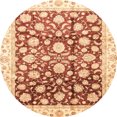 thumbnail image 1 of Ahgly Company Tapis d'Intérieur Ronds Abstraits Brun Or de Style Oriental, 7 Pieds Rond, 1 of 6
