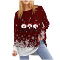 thumbnail image 1 of Hauts de Noël pour Femmes Haut à Imprimé de Noël pour Femmes Col Rond Manches Raglan Manches Longues Haut à Manches avec Passe-Pouce Hauts de Noël pour Femmes, 1 of 5