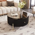 thumbnail image 1 of Noble House 31.5'' Accent Round Coffee Table,2 large Drawers Storage,Black, 1 of 9