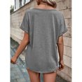 thumbnail image 3 of Birdeem Womens Summer Solid Color V-Neck Button Top Short Sleeve Lapel Shirt, 3 of 9