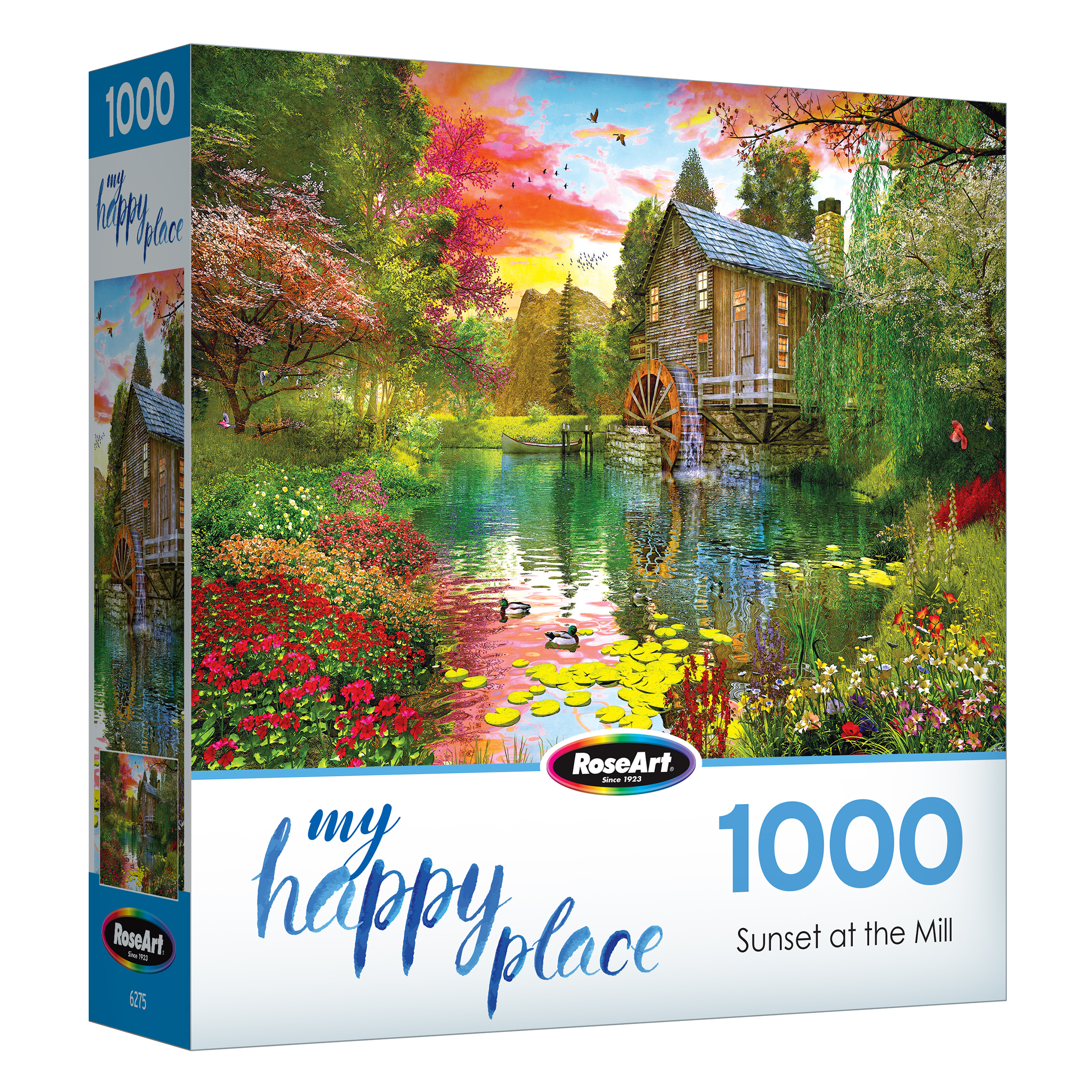 RoseArt - Lieux favoris 1000 pièces - coucher de soleil au moulin - Puzzle emboîtable pour adulte