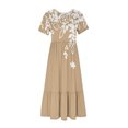 thumbnail image 3 of Pisexur Robes d'Été pour Femmes à Col Rond, Robe Fluide Plissée Tendance à Manches Courtes, Mode avec Poche, Robe d'Été de Plage Évasée à Imprimé Floral, 3 of 4
