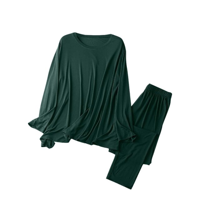 Jamicy Loungewear for Maternity Multifunctional Maternity Pajamas Adjustable Tether Slimming Long Sleeve Round Neck