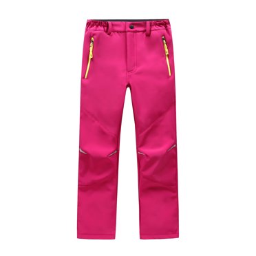Hjtefg Pantalons d'Aventure d'Hiver pour Enfants - Vêtements de Jeu Extérieurs Prêts à l'Emploi pour Garçons et Filles / Pantalons Épais et Confortables avec Poches Sécurisées / Bas Durables pour Temps Froid, Couleur : Rose Vif Taille : 9-10 Ans
