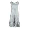 thumbnail image 2 of B91xZ Robe Printemps Été pour Femmes Sans Manches Portefeuille à Col en V à Volants Ceinturée Évasée Fluide Maxi, Gris TTTG, 2 of 4