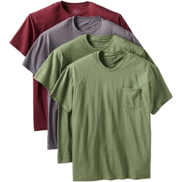 Fruit of the Loom T-Shirts de Poche Colorés pour Hommes, Lot de 4, L