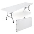 thumbnail image 1 of Costway Table Pliante Portable de 8 Pi avec Plateau en HDPE, Mécanisme de Verrouillage Sécuritaire, Poignée de Transport, Blanc, 1 of 10