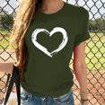 thumbnail image 2 of CHUANK Économies Vêtements Blouse Mignonne pour Femmes T-Shirts Graphiques Cœur d'Été à Manches Courtes Loisirs Col Rond pour Adolescentes Vert Armée, 2 of 9
