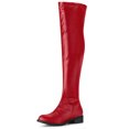 thumbnail image 1 of Bottes Cuissardes Rouges à Talon Bloc pour Femmes Unique Bargains (Taille 6), 1 of 1