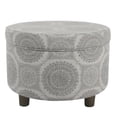 thumbnail image 2 of HomePop Ottomane de Rangement Ronde Transitionnelle en Bois et Tissu, Médaillon Gris, 2 of 8