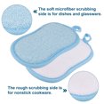 thumbnail image 4 of Uxcell Multipurpose Kitchen Dish Sponge Scrubber, Non Scratch Microfiber Dishes Sponges Pads, Blue, 5 Pcs, 4 of 7