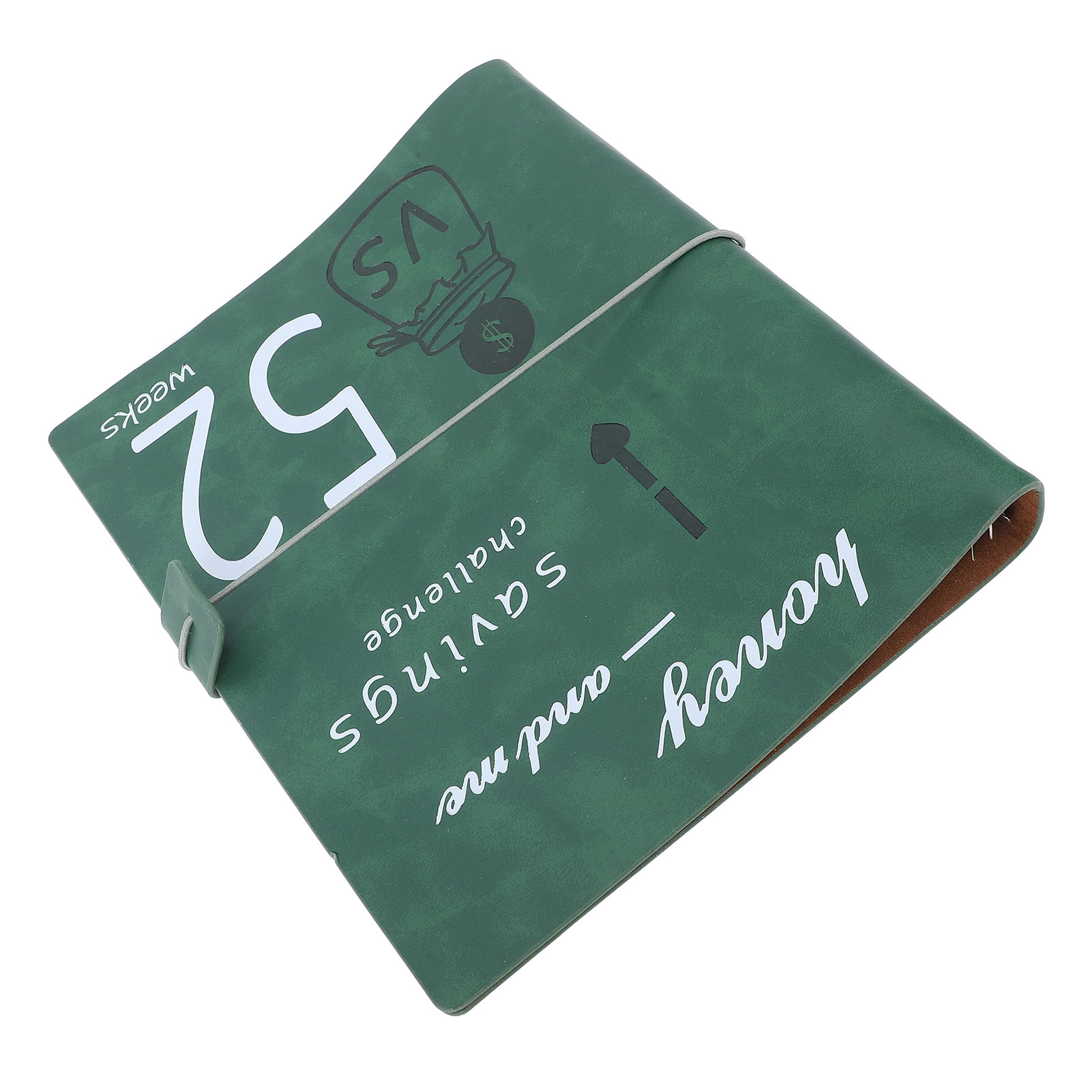 Premium Leather 52 Week Challenge Book, Cash Envelopes Transparent PP Film Money Saving Planner Book for Couples, Families