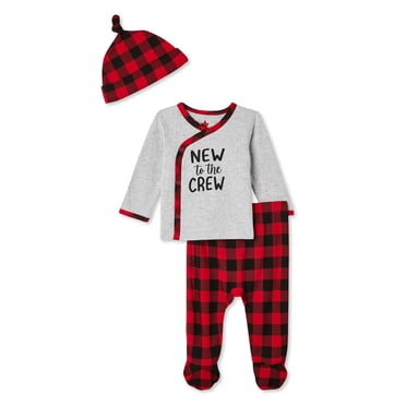 Ensemble 3 pièces avec haut à manches longues, pantalon et chapeau Canadiana unisexe pour nourrissons