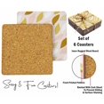 thumbnail image 4 of Inkdotpot Set of 6 Drink Coasters Easy Clean 4-Zoll SquareCoastersCork Base-Reusable- Leaves & Floral, 4 of 8