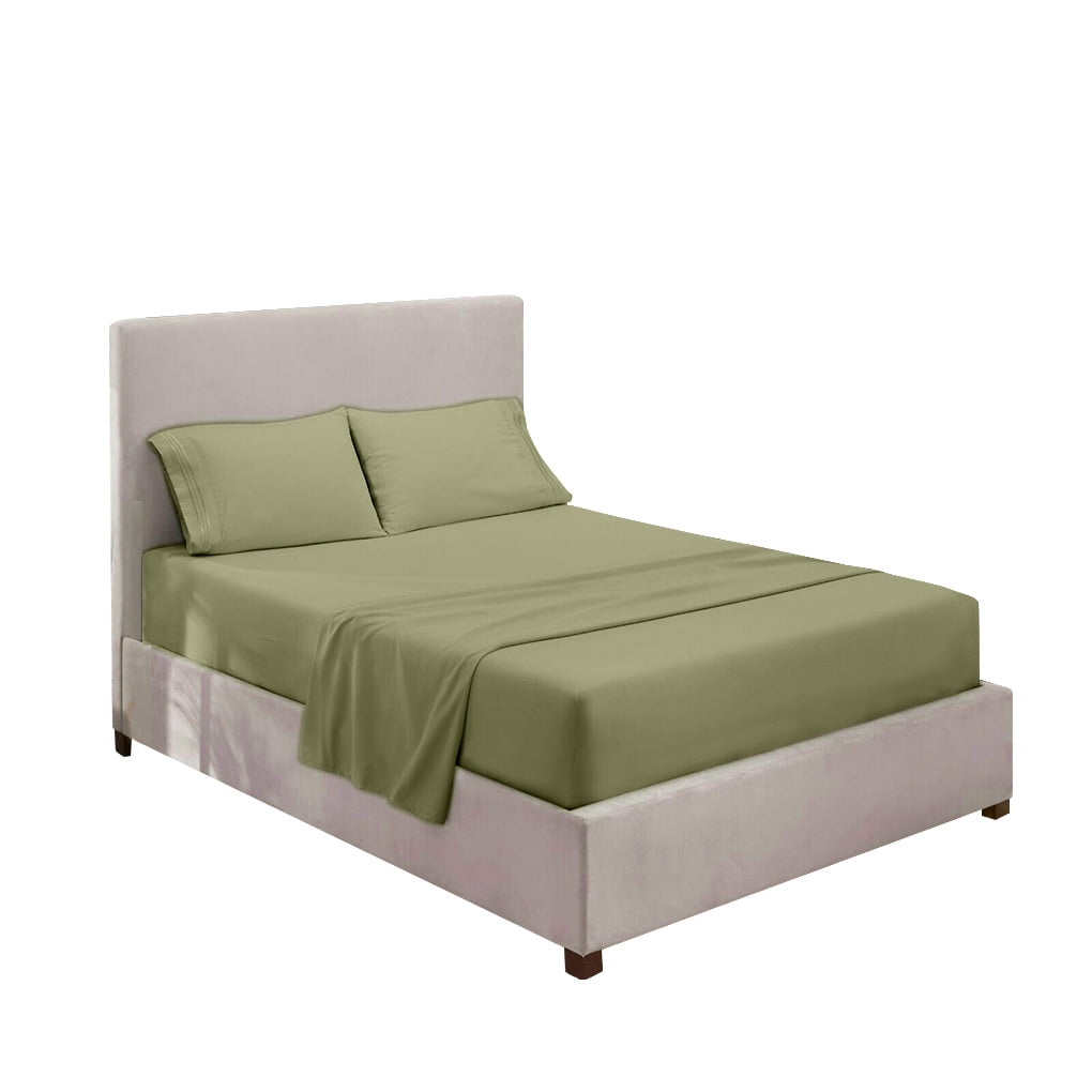 Home Bedding Set Bed Sheet Mattress Cover Pillowcase bedsheet bed sheet Solid Color Polyester Bedding Kit, Green, Full, 4pcs/set
