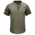 thumbnail image 4 of Kaemgyyd Men's Henley Shirts Stylish Short Sleeve Casual Button Tops Lightweight Solid Color Classic Basic Tee, 4 of 5