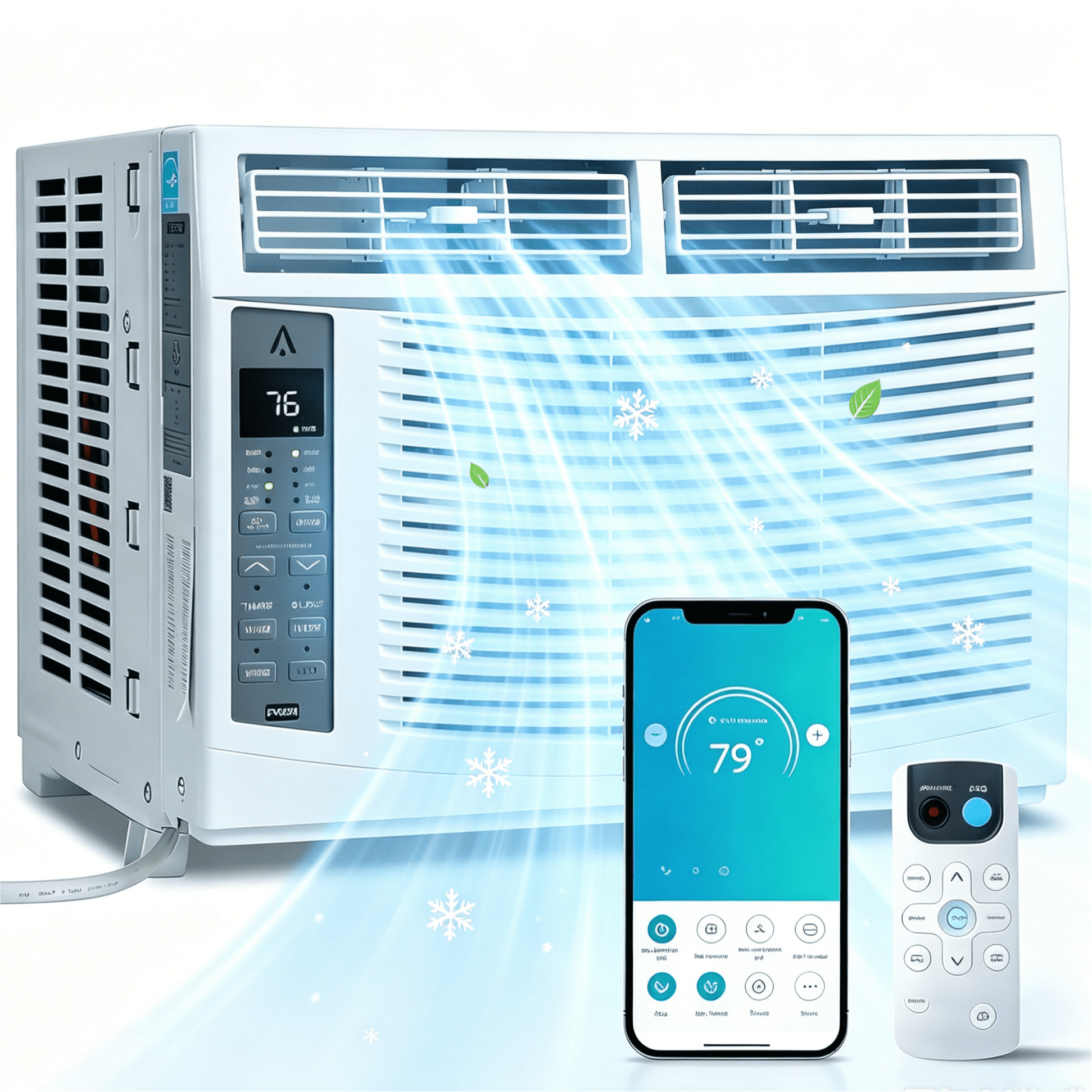 QinaQin 6000 BTU Window Air Conditioner, Room AC Unit, Cools Up to 250 Sq. Ft. Energy Efficient Air Conditioner with Remote/Application Control, Timer, Bedroom/Living Room