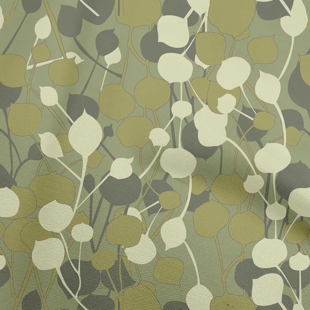 oneOone Polyester Spandex Olive Green Fabric Abstract Leaf Fabric For Sewing Printed Craft Fabric By The Yard 56 Inch Wide