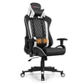 thumbnail image 1 of Goplus Chaise de Jeu de Massage Chaise de Course Inclinable avec Soutien Lombaire et Appuie-Tête Blanc, 1 of 10